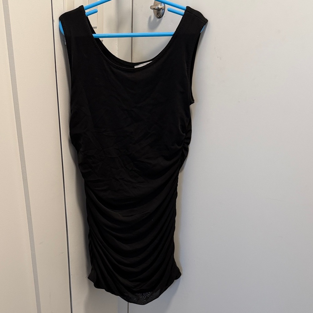 Cheryl Kids black mesh ruched dress